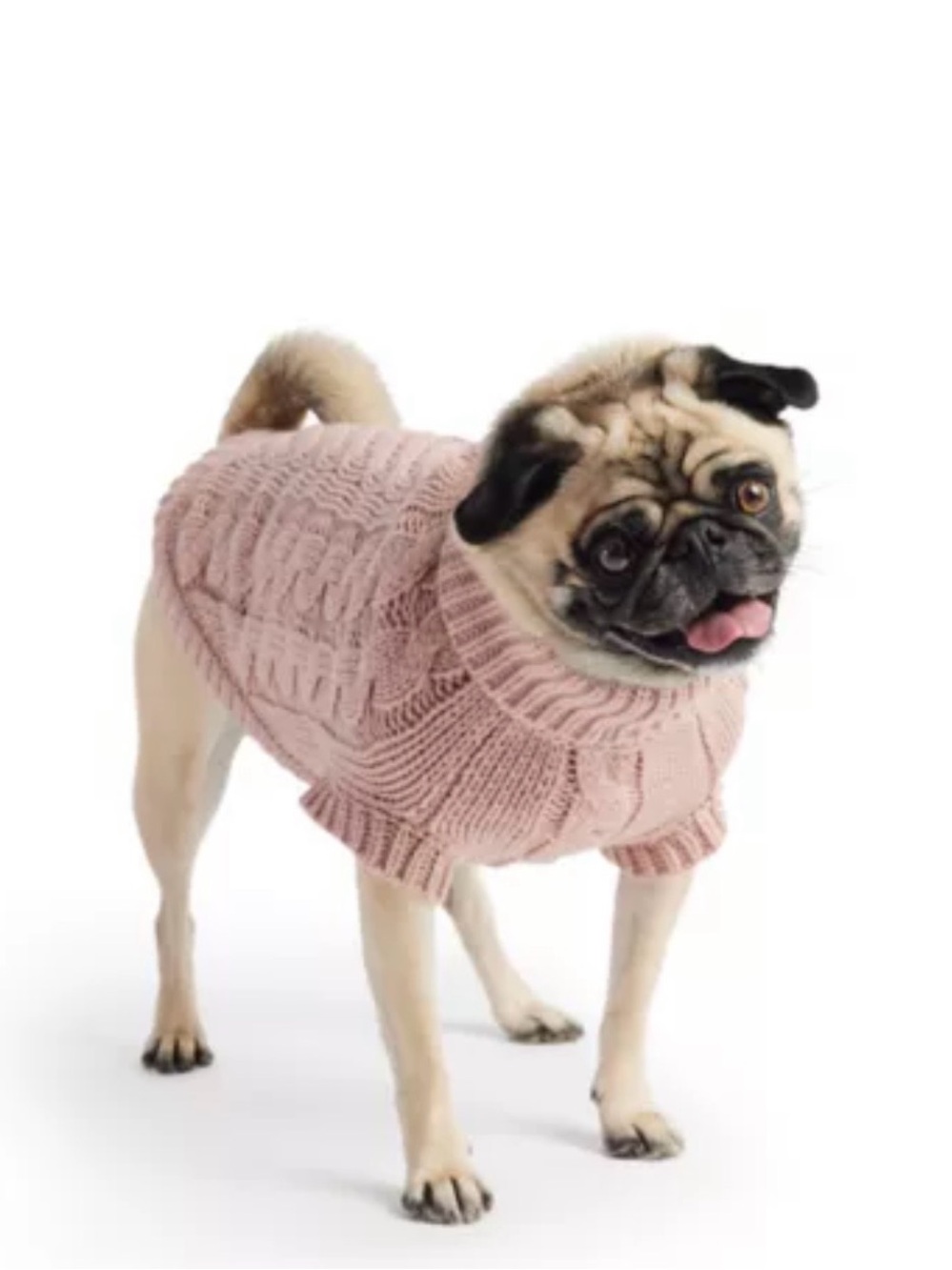 Cozy Pink Cable Knit Dog Sweater, NEW!